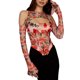 thumbnail image 2 of VISgogo Tops de manga larga para mujer con patrón de flores, ropa de primavera delgada con dobladillo irregular hueco en el hombro del pecho VISgogo  moda, 2 of 9