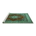 thumbnail image 2 of Ahgly Company Machine Washable Indoor Rectangle Medallion Turquoise Blue Traditional Area Rugs, 5' x 7', 2 of 4