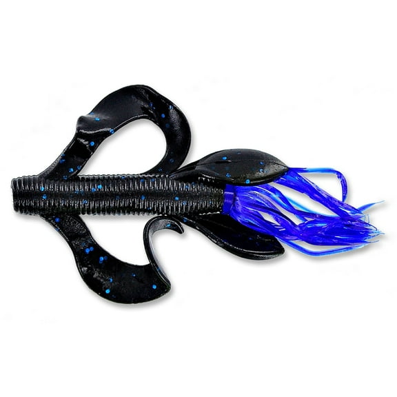 Yamamoto Baits Kreature Soft Bait, 7, 4in, Black/Clear Blue