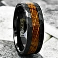 thumbnail image 2 of Tungsten Rings for Men Wedding Bands for Him Womens Wedding Bands for Her 8mm Black Charred Whiskey Barrel Wood, 2 of 5