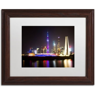 Trademark Fine Art "Shanghai City" Canvas Art by Philippe Hugonnard, White Matte, Wood Frame