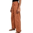 thumbnail image 3 of WGRFFH Barrel Jeans Women,High Waisted Baggy Jeans,2026 Wide Leg Jeans,Ankle Denim Pants with Vertical Seams,Y2k Patchwork Baggy Boyfriend Denim Pants,Ruffled Hem Fall Long Trousers Brown, 3 of 8