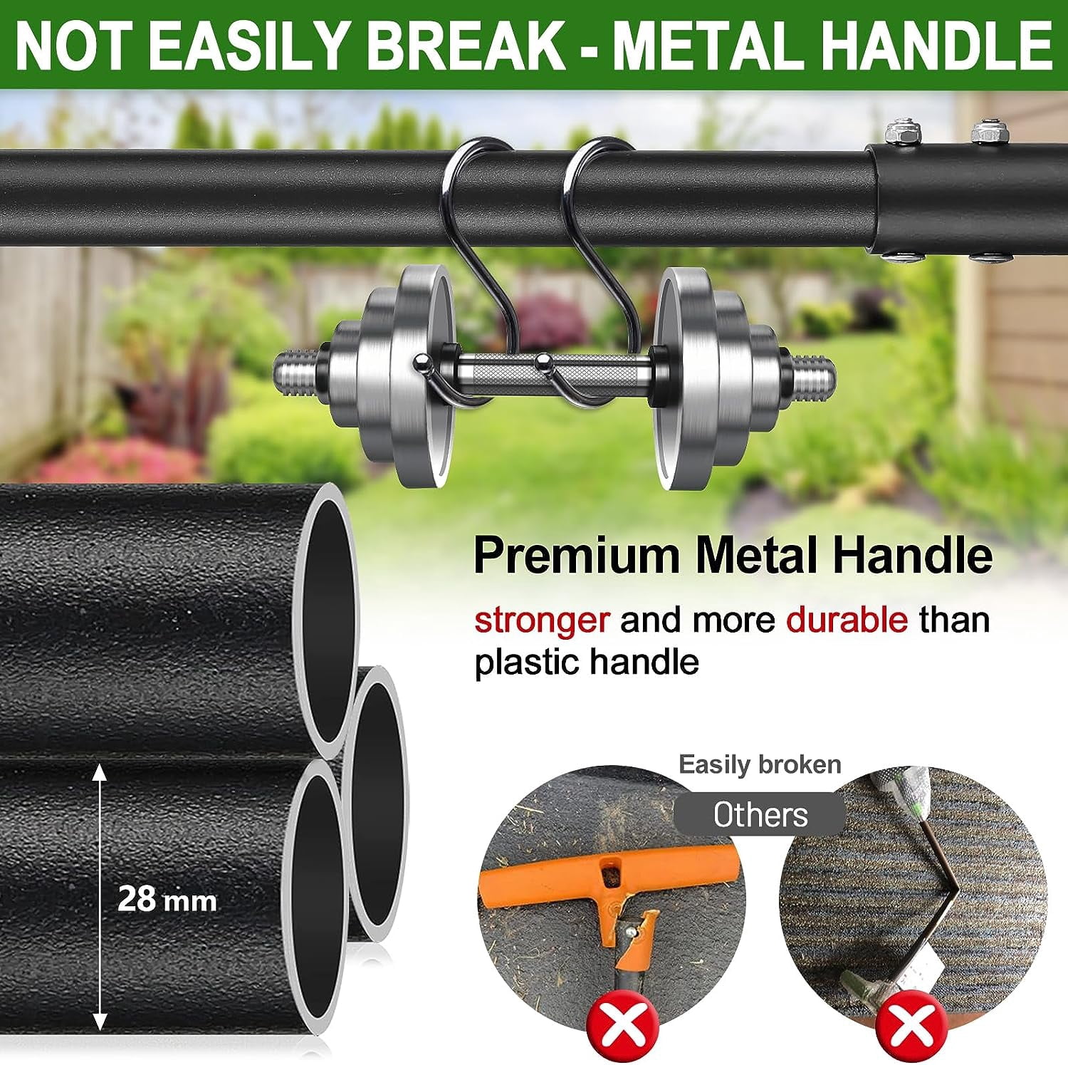 IHOMEPARK Half Moon Lawn Edger, Sharp Saw-Tooth Manuel Lawn Edger Tool with T-Grip Handle for Landscaping, Garden, Sidewalk, Yard