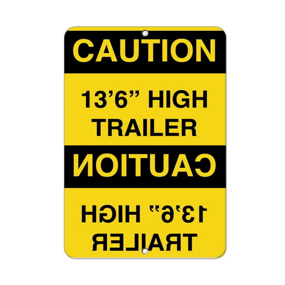 Vinyl Stickers - Caution - 13'6" High Trailer Caution - 13'6" High Trailer - Safety and Warning Warehouse Signs Stickers - 3.5" x 5" - 3 Pack