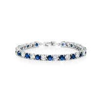 Gem Stone King Sparkling Blue and White Round Cubic Zirconia Tennis Bracelet for Women (7.50 Cttw, 7 inch)