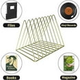 thumbnail image 3 of 2 Pack Magazine Holders, Vinyl Record Holder, 9 Slots File Folder for Desk, Triangle Bookshelf, Desktop File Sorter, Desk Organizer for Office Home Decor (Gold, Rose Gold), 3 of 7