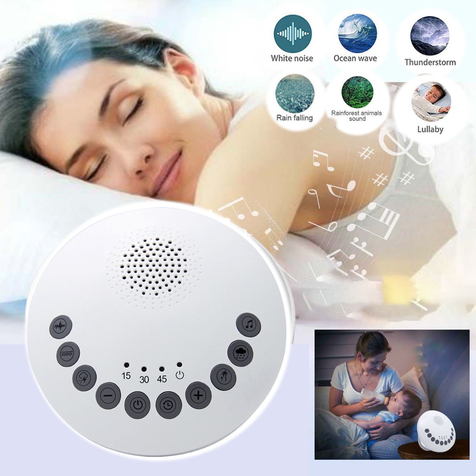 WCIC Sleep Therapy White Noise Machine, Soothing Nature Sounds for Baby Kid Adult,Portable Relaxation Meditation and Naps