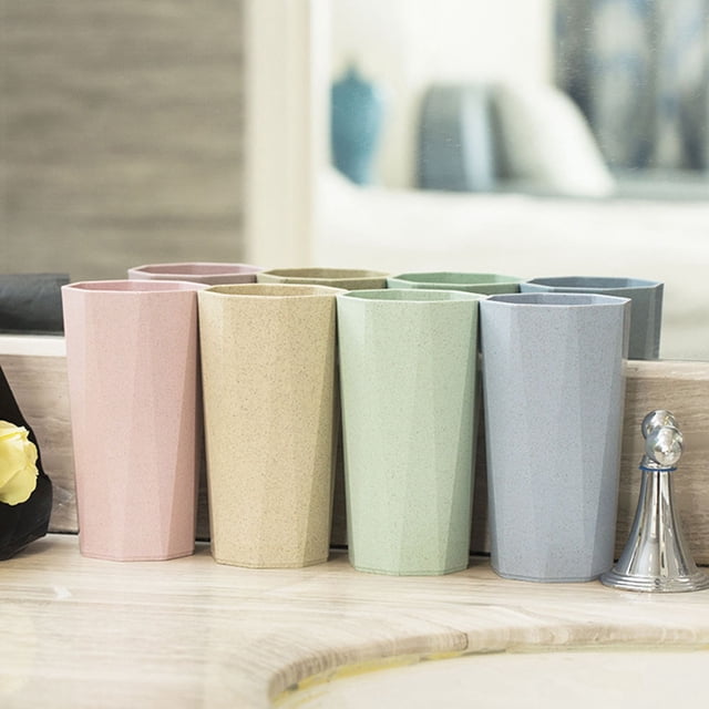 STRANDCHIC Coffee Tumbler for Home Cup Wide Mouth Design Pink Wheat Straw 1Set