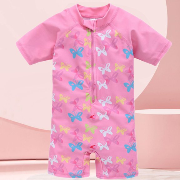 Girls Swimsuit Girls Zipper Butterfly Swimsuit Girls Cartoon Cute Children'S Swimsuit Girls Bathing Suit Hot Pink 12M