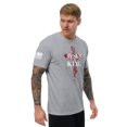 thumbnail image 4 of JESUS IS KING Fitted mens T-shirt (Heather Grey, XS), 4 of 4