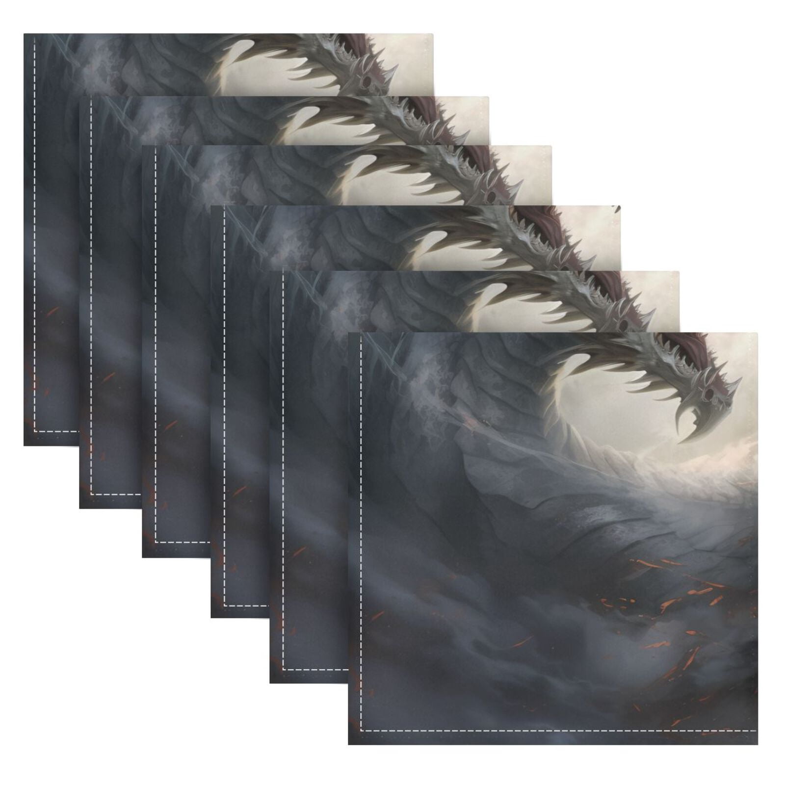 JSTEL Dragons Fighting Cloth Napkins Set of 6, 20x20 Inch Washable and Reusable Napkin for Decoupage Dinner Party Everyday Use