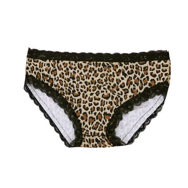 jovati Lace Underwear for Women Sexy Leopard Print Women Translucent  Underwear Sheer Lace Tank Lace Sexy Underpant 
