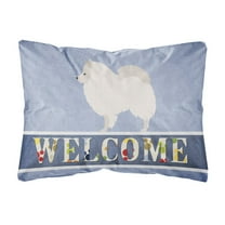 Carolines Treasures BB8317PW1216 German Spitz Welcome Canvas Fabric Decorative Pillow, Blue, 12H x16W, multicolor