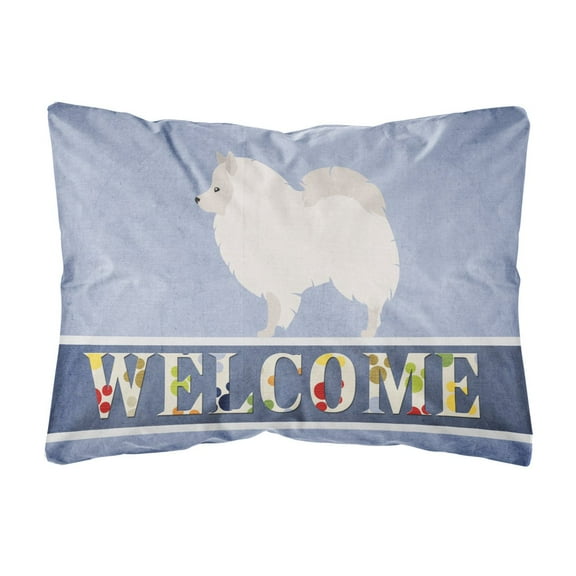 Carolines Treasures BB8317PW1216 German Spitz Welcome Canvas Fabric Decorative Pillow, Blue, 12H x16W, multicolor