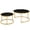 Black, variant on CQSXDA Modern Faux Leather Nesting Round Coffee Table Set of 2 with Metal Base for Living Room Accent, Dark Brown