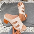 thumbnail image 2 of HomeDM Women's Chunky Heel Sandals Platform Strappy Open Toe Slip On Low Block Heel Mules for Summer Vacation, White Size 5.5, 2 of 9
