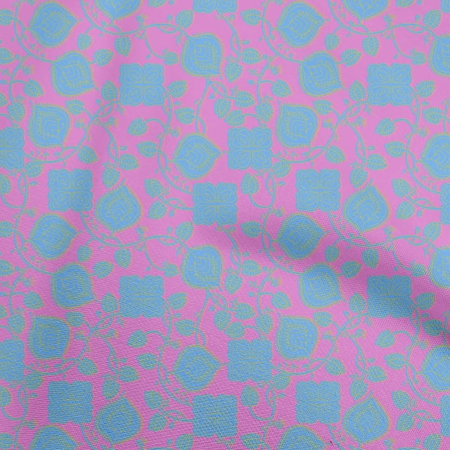 oneOone Tissu en Rayonne Rose Fuchsia Floral pour Robe Tissu Imprimé au Mètre 56 Pouces de Large