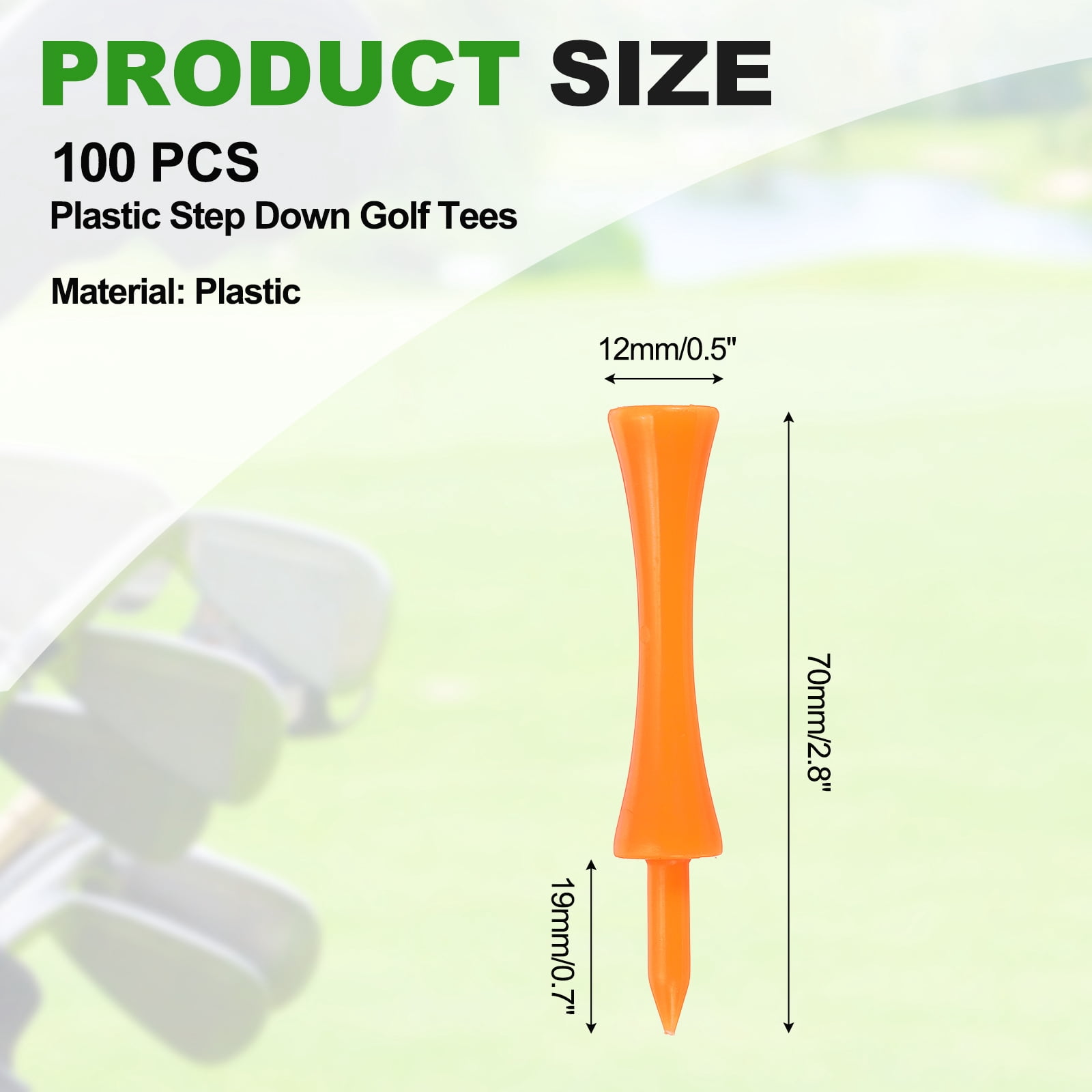 Uxcell Plastic Step Down Golf Tees, 2.8 Inch Unbreakable Plastic Golf Tees Bulk, 100 Pack & Orange - Fitting For(Practice/Outdoor/Golf Course/Competition/Leisure)