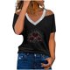 thumbnail image 1 of Moda Mujer Verano Cuello en V Manga corta Hombro frío Blusa Camiseta Causal Impresión Tops Fridja  hjk5214, 1 of 5