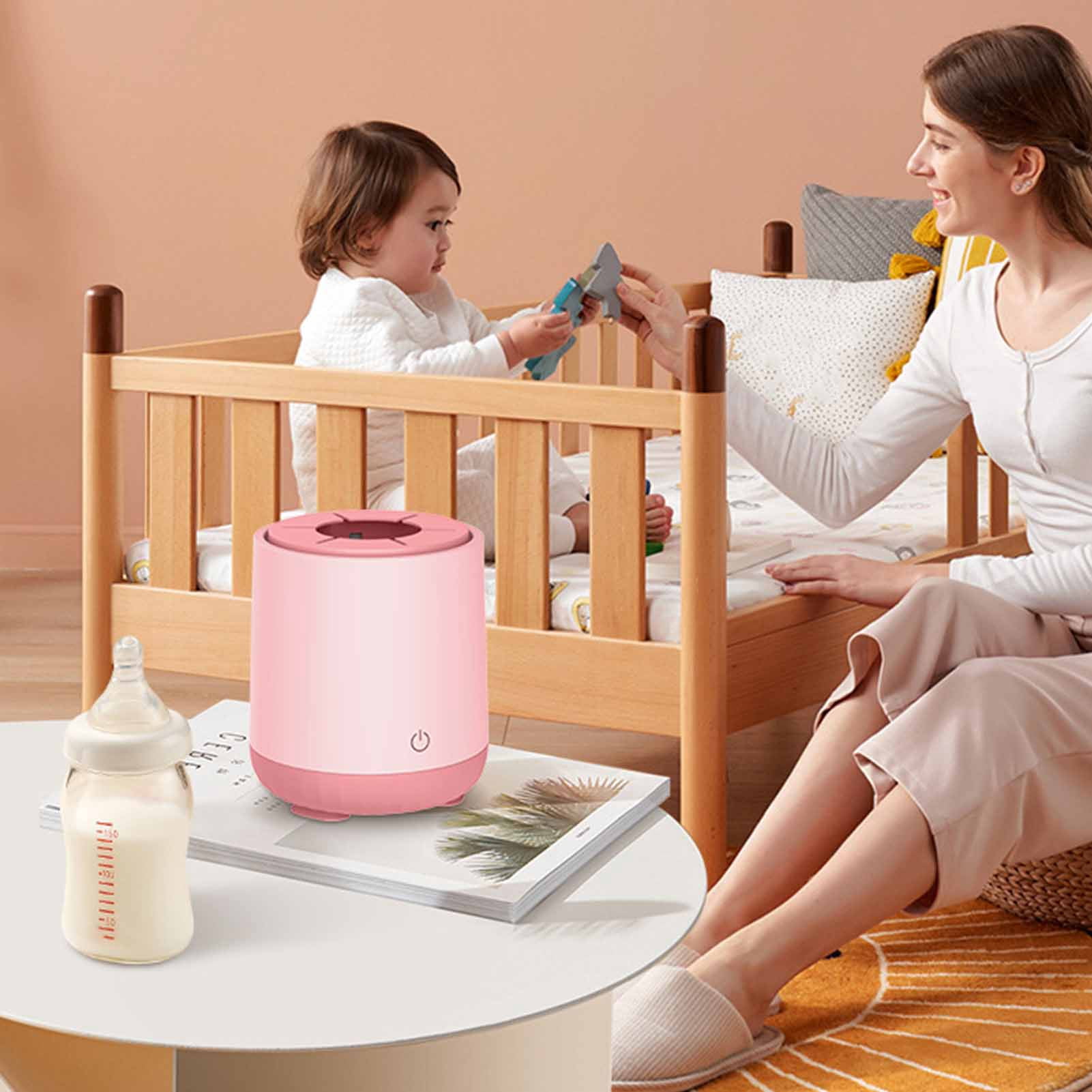 LAZIOEGR Electric Baby Milk Bottle Shaker Pink 3 Gears Prevent Bloating USB Charging Automatic Infant Formula Mixer Baby Bottle Shaker 5.1 Inches / 13 cm Height