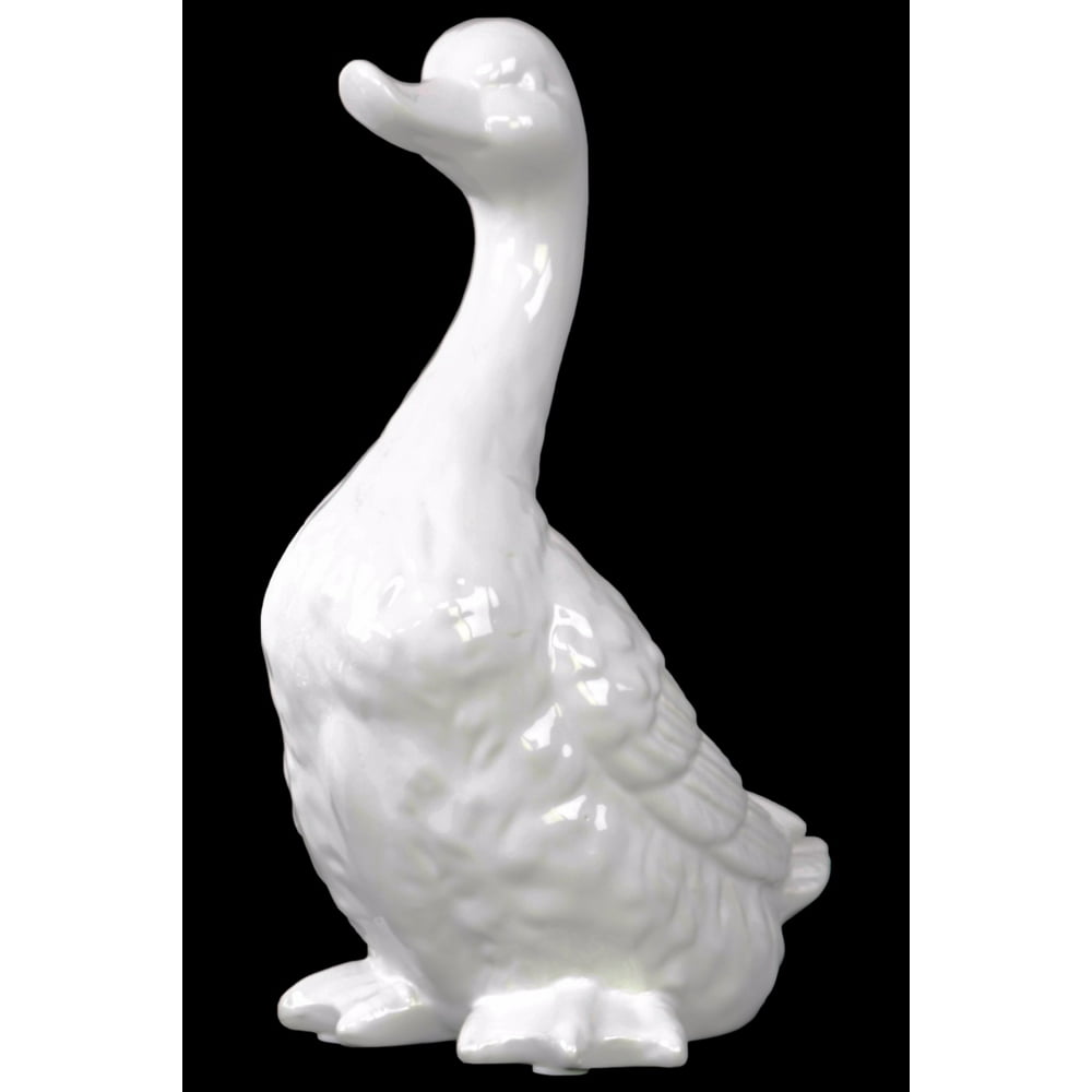 Ceramic Laying Goose Figurine Gloss Finish White Benzara Walmart