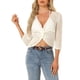 thumbnail image 1 of SUÉTER DE MANGA LARGA DE PUNTO CROP CON ESCOTE EN V Y FRONTAL TORCIDO HOLLOW OUT PARA MUJERES CHIC, BLANCO, TALLA L, 1 of 5