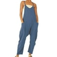 thumbnail image 2 of Women Long Casual Jumpsuits Sleeveless Loose Spaghetti Strap with Pockets - Summer Rompers, 2 of 8
