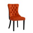 thumbnail image 4 of Velvet Dining Chairs Set of 2, Black Wooden Legs, Modern Tufted Velvet Upholstered Backrest with Nailhead Trim, Wing Back with Back Ring Pull, for Dining Room, Living Room, Office, 4 of 8