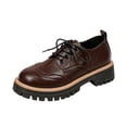 thumbnail image 2 of Women’s Platform Shoes, Leather Lace‑Up Chunky Lug Sole Loafers, Round‑Toe Casual Dress Shoes, 2 of 7