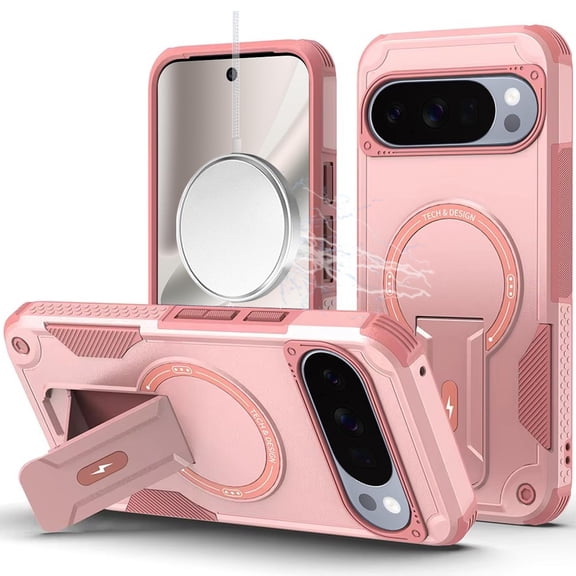 For Google Pixel 10 Pro XL Case Magnetic Circle Rugged Kickstand Tempered Glass
