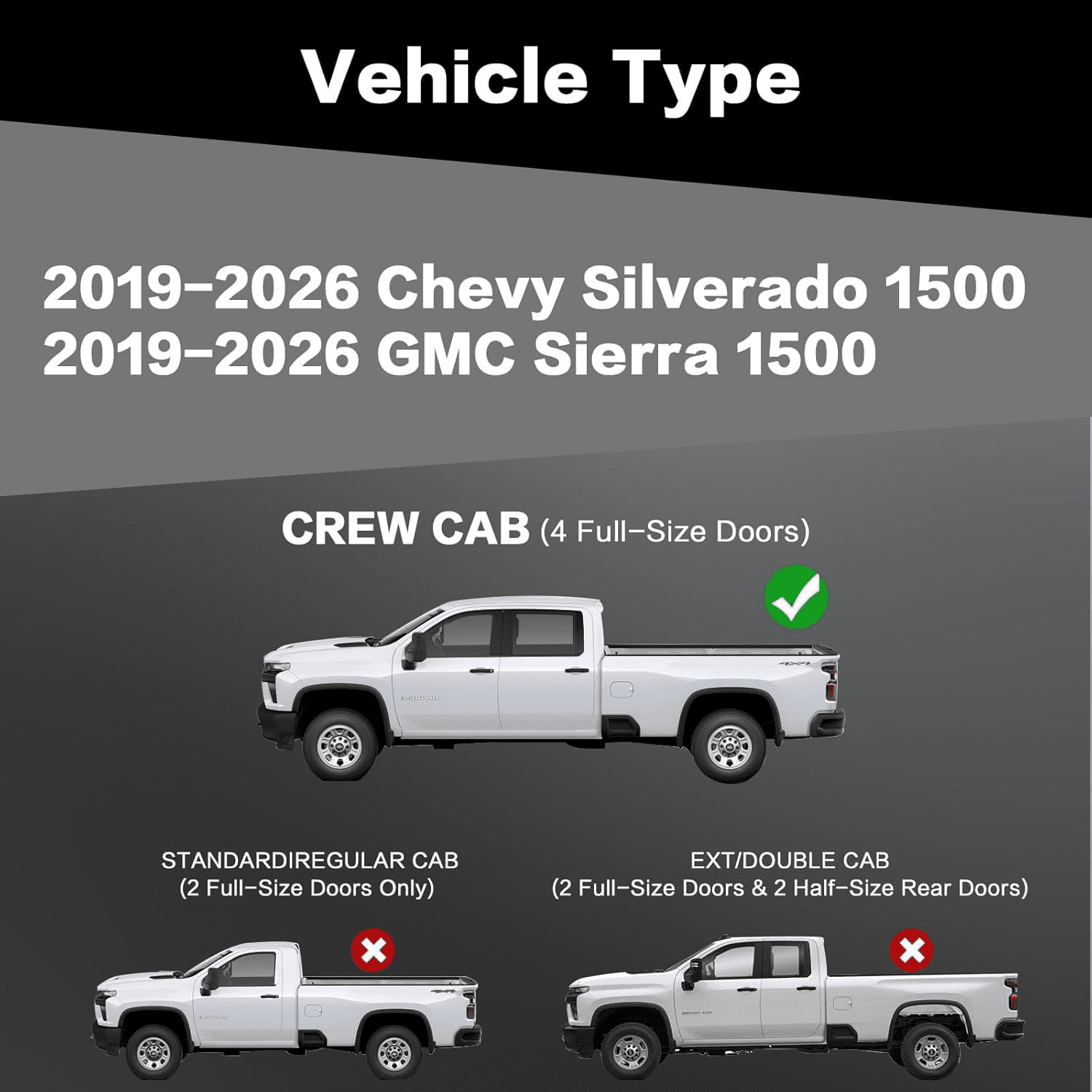 TPA Running Boards for 2019-2026 Chevy Silverado GMC Sierra 1500 Crew Cab, Black Steps Carbon Steel Nerf Bar w/Two Stairs Design, Easy To Install Truck Rails Nerf Bars (Excl 2019 1500 LD/Lt)