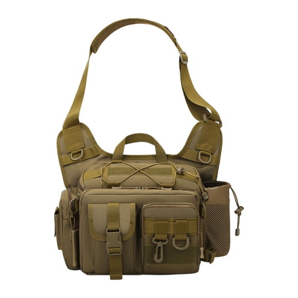Bolsa de pecho para hombre, bolsa para aparejos de pesca, bolsa para guardar aparejos de pesca, mochila de pesca con soporte para caña para cazar al Estilo D