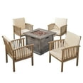 thumbnail image 7 of Noble House Carolina 5 Piece Outdoor Acacia Wood Chair and Firepit Set in Gray, 7 of 7