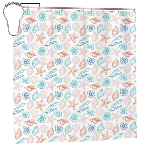 Rateoe Colorful Seashells1 Shower Curtain - Fancy Bathroom Shower Curtain Sets - Waterproof Shower Curtain with Hooks with 12 Plastic Hooks 72x72 Inches