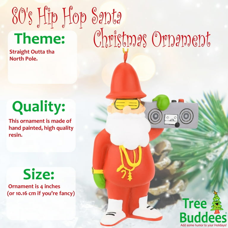 Tree Buddees Retro 80's Hip Hop Santa Christmas Ornaments