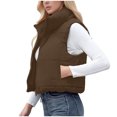 thumbnail image 5 of Women's Winter Cropped Puffer Vests Lightweight Sleeveless Warm Outerwear Padded Gilet Jackets with Pocket New Women's Winter Vests Lightweight Coffee XXL, 5 of 8