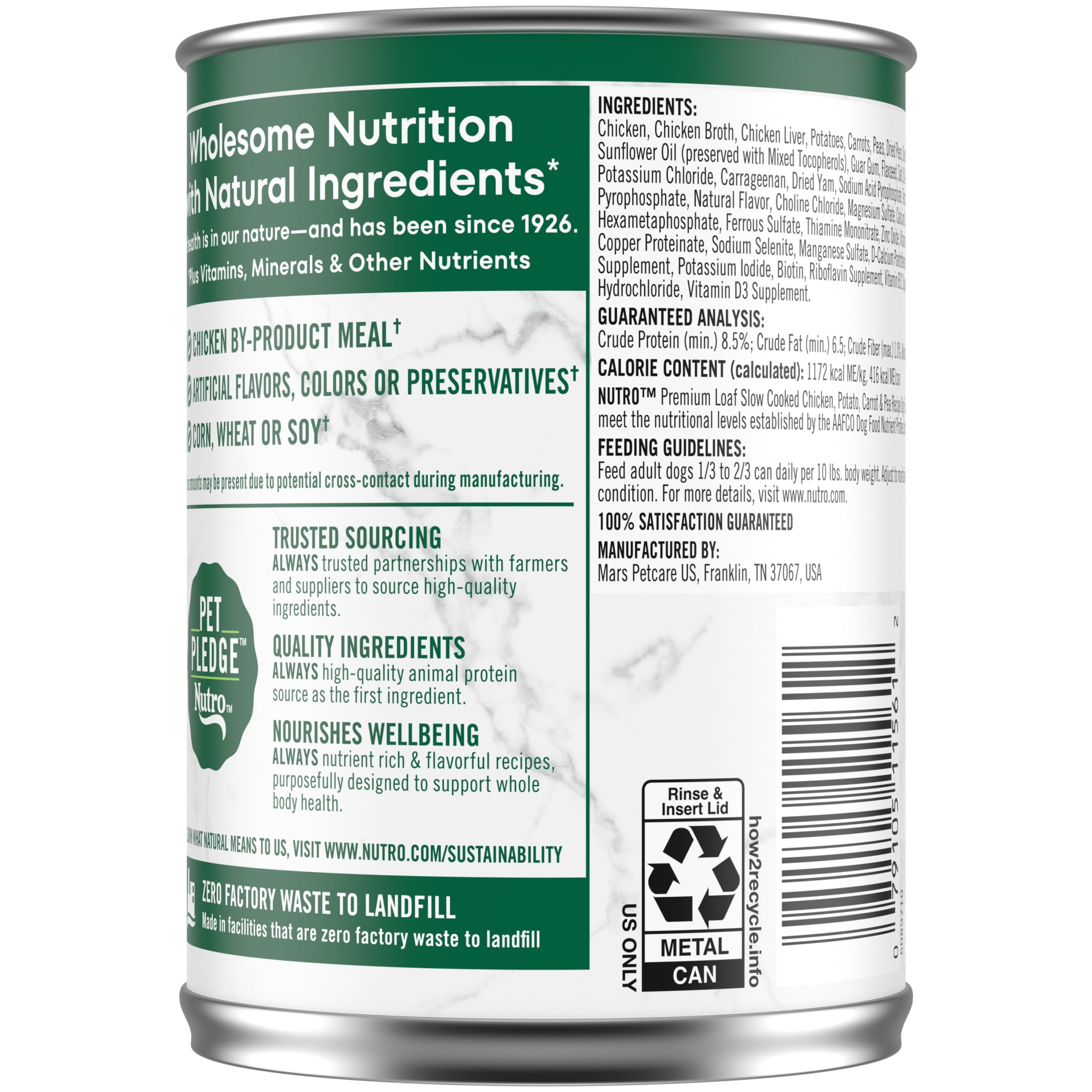 Nutro Natural Choice Premium Loaf Chicken Recipe Adult Wet Dog Food 12.5 oz Can Pack of 12