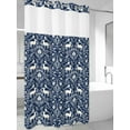 thumbnail image 4 of Navy Blue Boho Elk No Hook Shower Curtain Waterproof, Bathroom Curtains with Snap in Liners and See Through Top Window, Middle Century Vintage Botanical Hotel Style Bathtub Curtains Shower 36"Wx78"L, 4 of 8