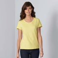thumbnail image 3 of Gildan- Camiseta de algodón de  con cuello en forma de V para mujer (Amarillo), 3 of 5
