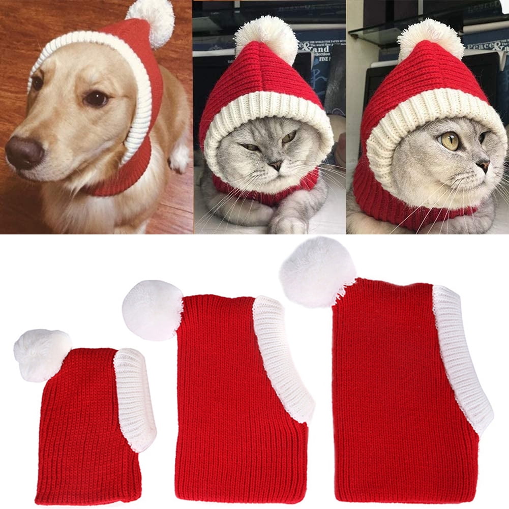 XS Ear Warmer Headband Protector For Cat Small Dog Costume Red Pet Supplies Pet Hat Pet Christmas Knitted Cap| Adjustable Warm Winter Dog Cat Hats