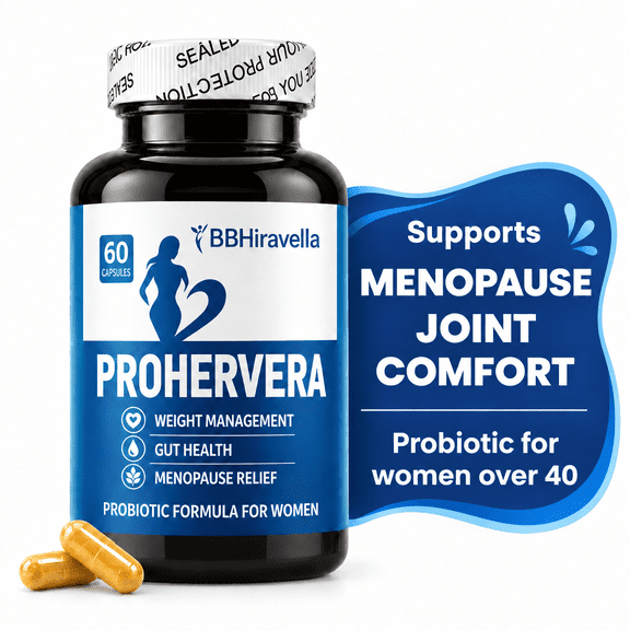 BBHiravella PROHERVERA Probiotic Supplement for Women, Digestive Balance & Bloating Comfort, 60 Capsules