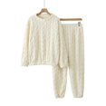 thumbnail image 2 of bbyeadc Flannel Pajamas for Women 2 Piece Fleece Pj Sets Sherpa Lined Comfy Long Sleeve Crewneck Fuzzy Pajamas Cute Sleepwear Thermal Winter Fall Pajama, White, 2 of 4