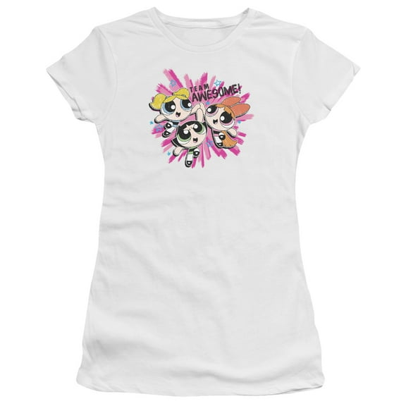 Powerpuff Girls Team Awesome S/S Junior Women's T-Shirt Sheer White