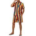 thumbnail image 4 of Lars Amadeus Striped Shirt Set for Men's Short Sleeves Beach Hawaiian Shirt and Shorts Suits, 4 of 4