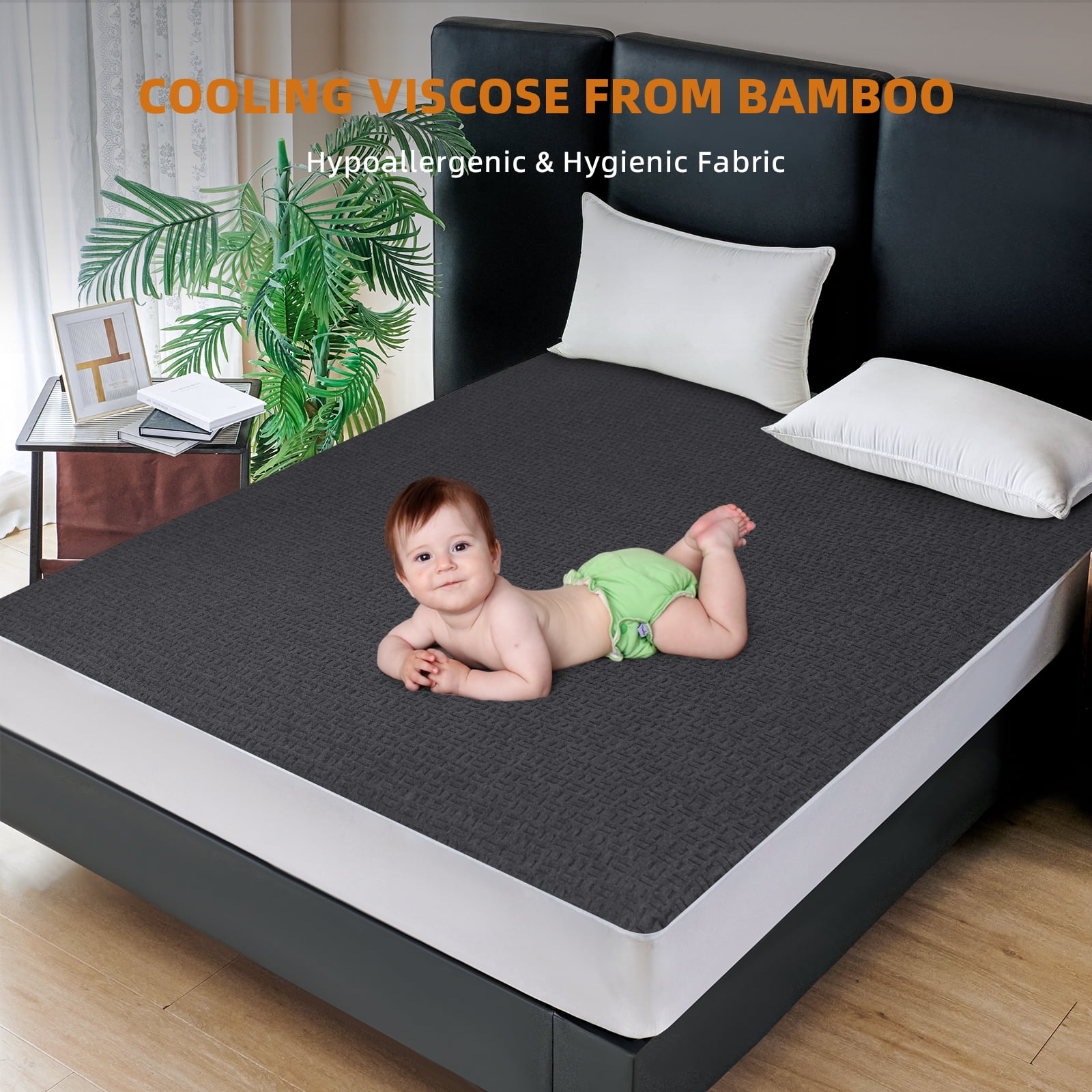 BabyGuard Twin XL Size Mattress Pad Cover, 100% Waterproof Mattress Protector, Deep Pocket Fitted up to 8" - 21", Breathable & Noiseless, Soft and Comfortable (39" x 75", Gray)