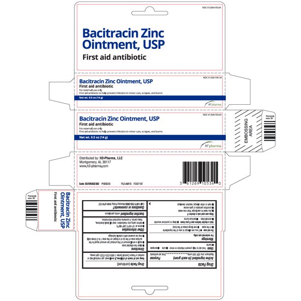 Bacitracin Zinc Ointment USP First Aid Antiseptic External H2 Pharma 0.