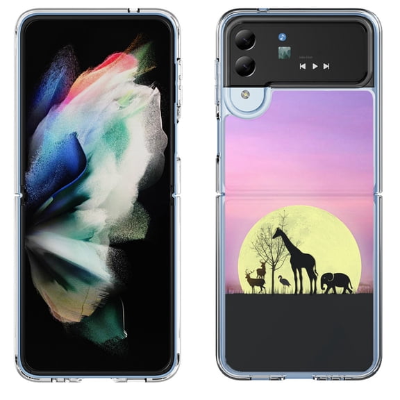 Shockproof Bumper Phone Case for Samsung Galaxy Z Flip 4 5G, by OneToughShield ® - Moonlight Safari