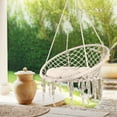thumbnail image 4 of Macrame Hanging Swing Chairs, 330 Lbs Capacity Hammock Chair Macrame Swing with Cushion and Hardware Kit, Swing Hammock Chair for Bedroom, Garden, Deck, 4 of 7