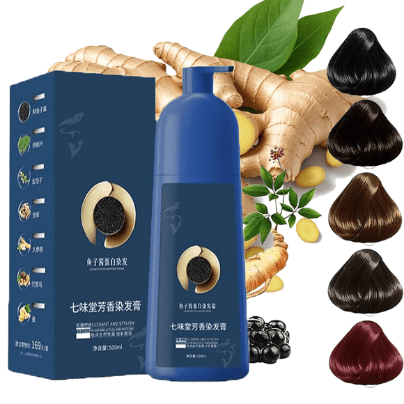 Zhihuashi Plant-Based Hair Coloring Cream, Caviar Protein Hair Dye, Qiweitang Shampoo Hairs Dye, Natural Plant Formula, Caviar Color Cream for Women & Men (Dark brown, 500ml)