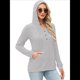 thumbnail image 5 of Sudadera con Capucha de Moda para Mujer, de Larga y Cuello en V, Informal, para Otoño e Invierno. Gris L, 5 of 7